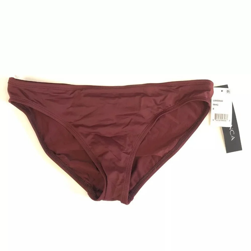La Blanca, Women’s Island Goddess Solid Hipster Burgundy Bikini Bottom, Size 8